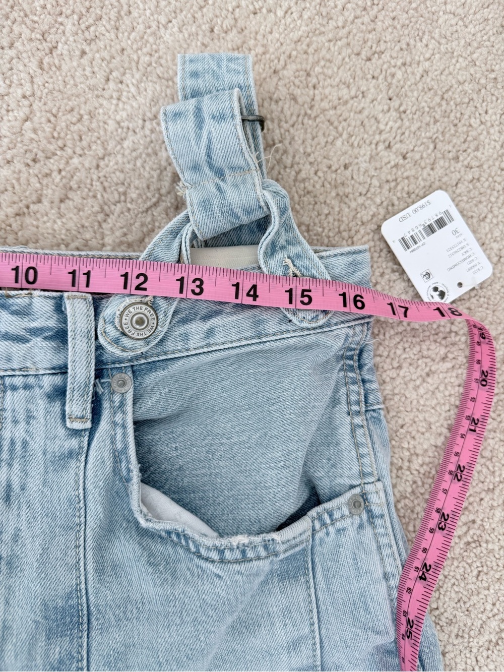 Free People Berkeley Suspender Jeans in shade Homecoming- Light Blue Denim - Picture 10 of 15